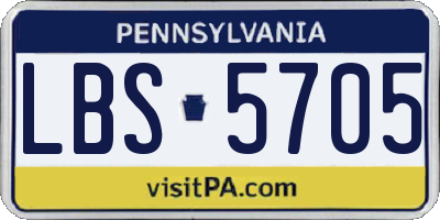 PA license plate LBS5705