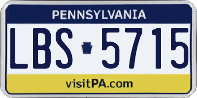 PA license plate LBS5715