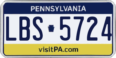 PA license plate LBS5724