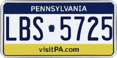PA license plate LBS5725