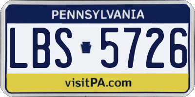 PA license plate LBS5726