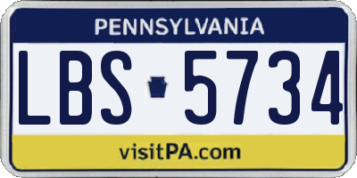 PA license plate LBS5734