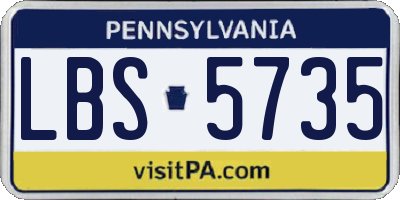 PA license plate LBS5735