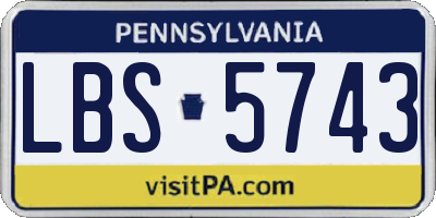 PA license plate LBS5743