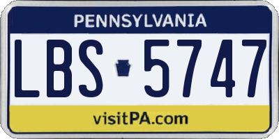 PA license plate LBS5747