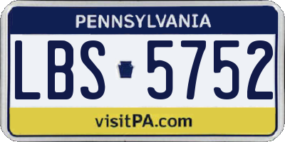 PA license plate LBS5752
