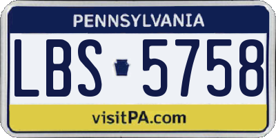 PA license plate LBS5758