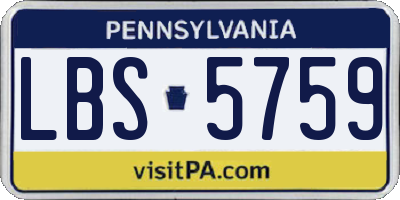 PA license plate LBS5759