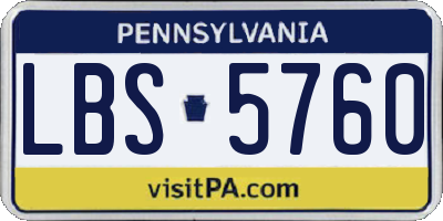 PA license plate LBS5760
