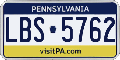 PA license plate LBS5762