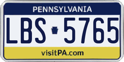 PA license plate LBS5765
