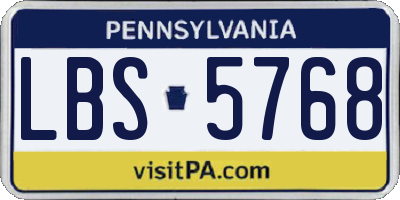 PA license plate LBS5768