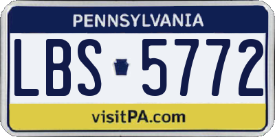 PA license plate LBS5772