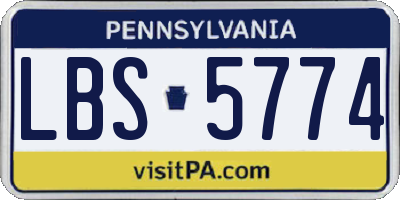 PA license plate LBS5774