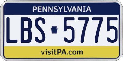 PA license plate LBS5775