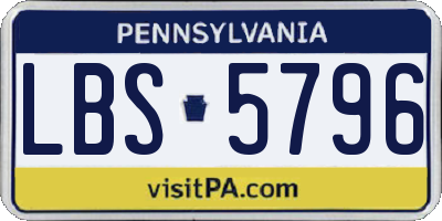PA license plate LBS5796