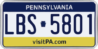 PA license plate LBS5801
