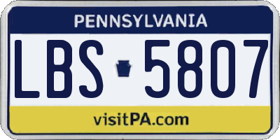 PA license plate LBS5807