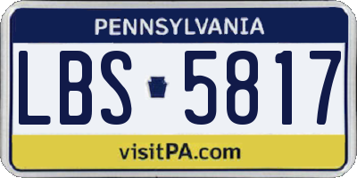 PA license plate LBS5817