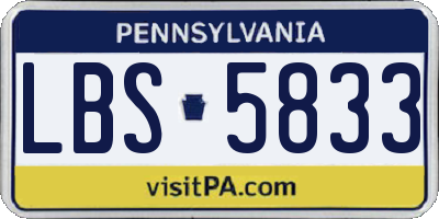PA license plate LBS5833