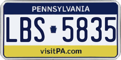 PA license plate LBS5835
