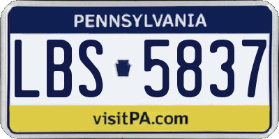 PA license plate LBS5837