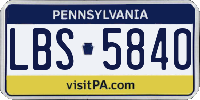 PA license plate LBS5840
