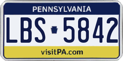 PA license plate LBS5842