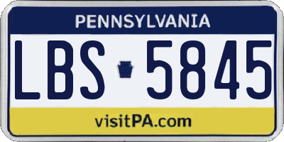 PA license plate LBS5845