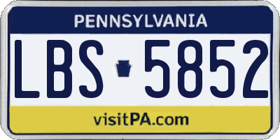 PA license plate LBS5852