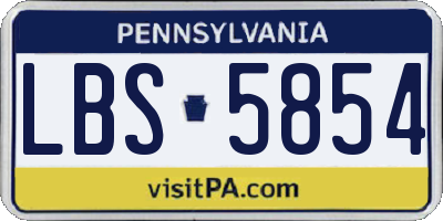 PA license plate LBS5854