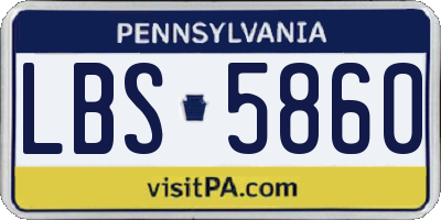 PA license plate LBS5860
