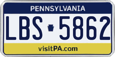 PA license plate LBS5862