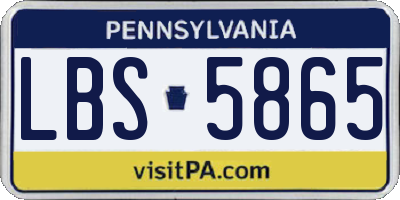 PA license plate LBS5865