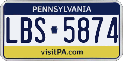 PA license plate LBS5874