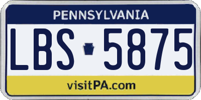 PA license plate LBS5875