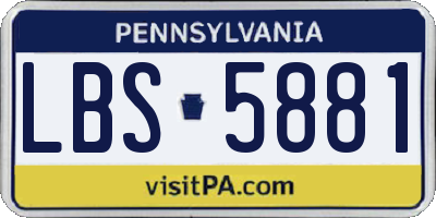PA license plate LBS5881