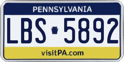 PA license plate LBS5892