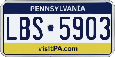PA license plate LBS5903