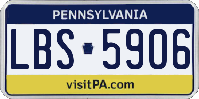 PA license plate LBS5906