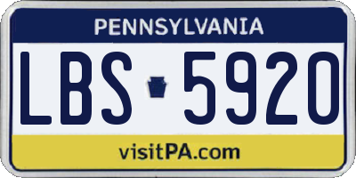 PA license plate LBS5920