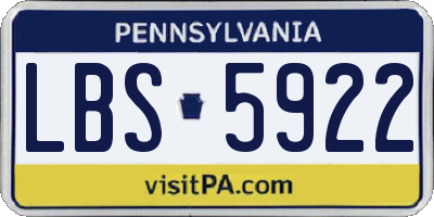 PA license plate LBS5922