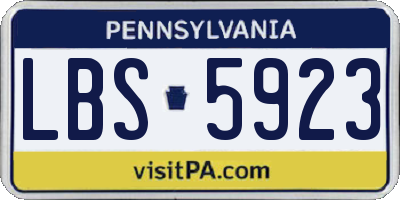 PA license plate LBS5923