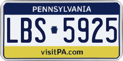 PA license plate LBS5925