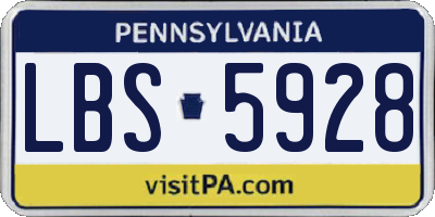 PA license plate LBS5928