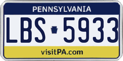 PA license plate LBS5933