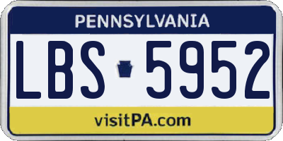 PA license plate LBS5952