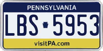 PA license plate LBS5953
