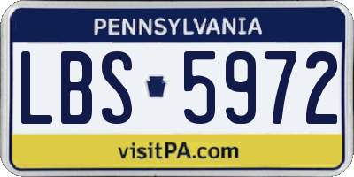 PA license plate LBS5972