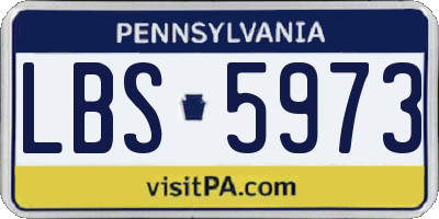 PA license plate LBS5973